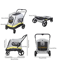 Bingopaw 4 Wheel Medium-Large Dog Stroller With 3 Zipper Doors