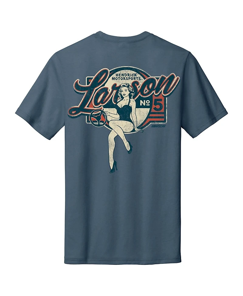 Hendrick Motorsports Team Collection Men's Blue Kyle Larson Pinup Tri-Blend T-Shirt