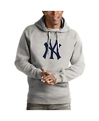 Antigua Men's Heathered Gray New York Yankees Victory Pullover Hoodie