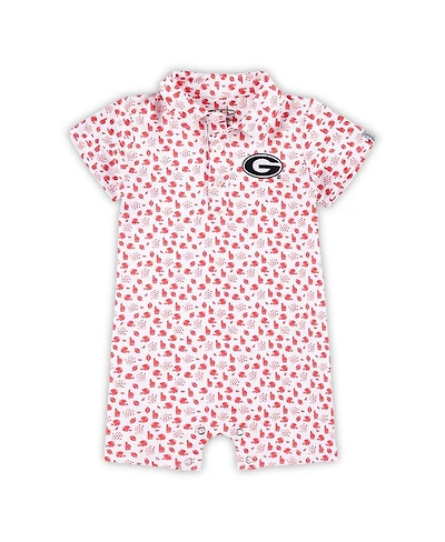 Garb Baby Boys and Girls White Georgia Bulldogs Earnest Polo Romper