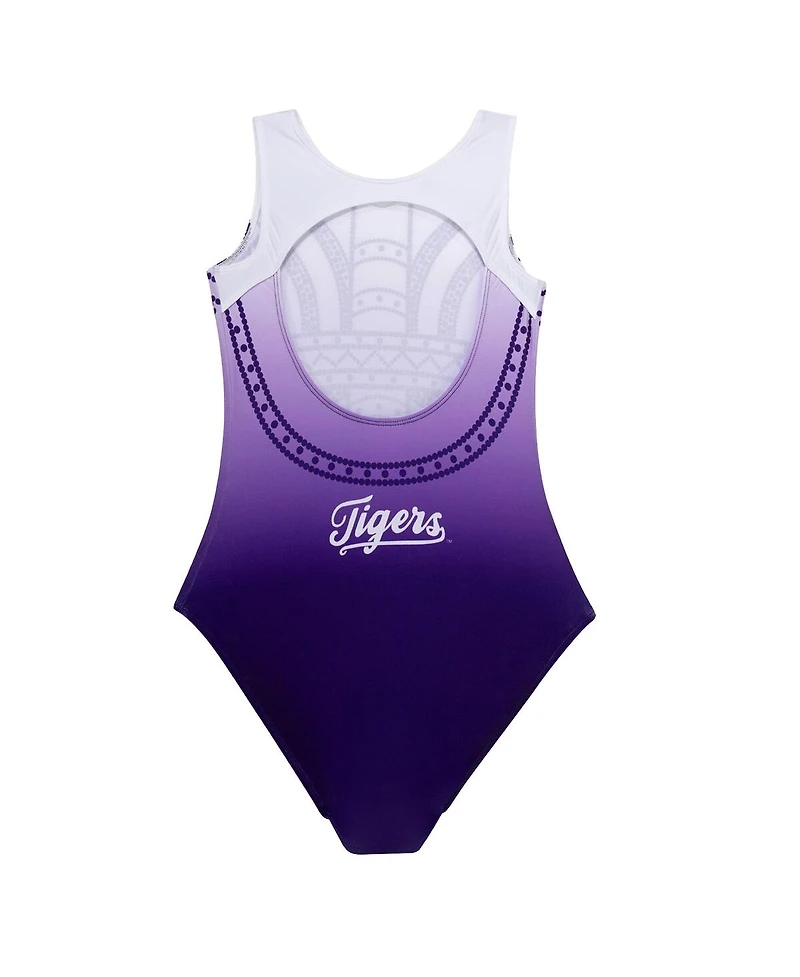 Gk Elite Big Boys and Girls Purple/White Lsu Tigers Replica Leotard