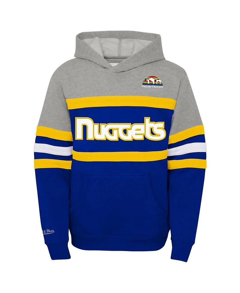 Mitchell & Ness Big Boys and Girls Royal/Heather Gray Denver Nuggets Hardwood Classics Head Coach Pullover Hoodie