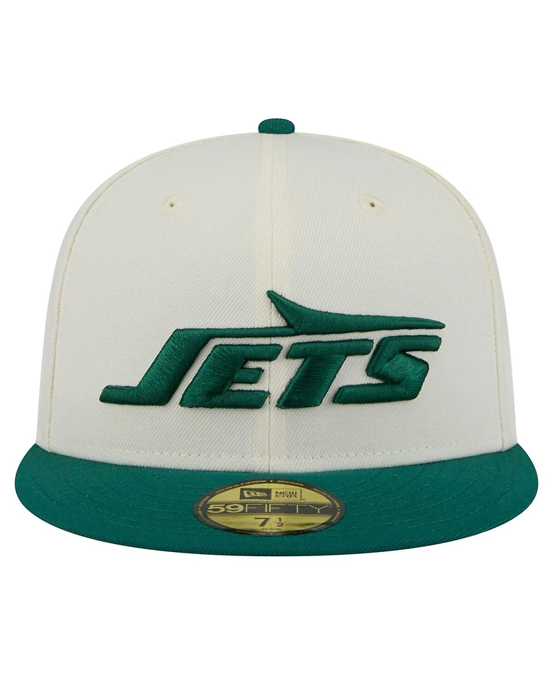 New Era Men's White/Green New York Jets Main 59FIFTY Fitted Hat