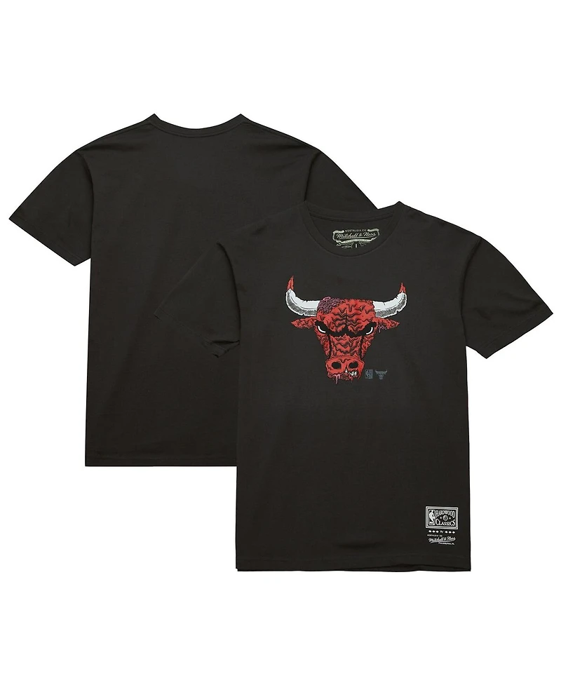 Mitchell & Ness Men's Black Chicago Bulls Hardwood Classics Deconstructed T-Shirt