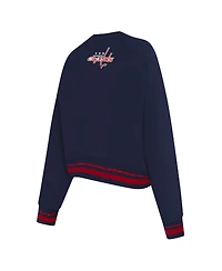 Pro Standard Women's Navy Washington Capitals Area Code Cropped Pullover Sweatshirt