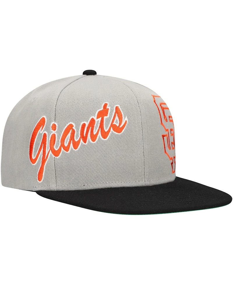 Mitchell & Ness Men's Gray San Francisco Giants Knock Out Panel Snapback Hat