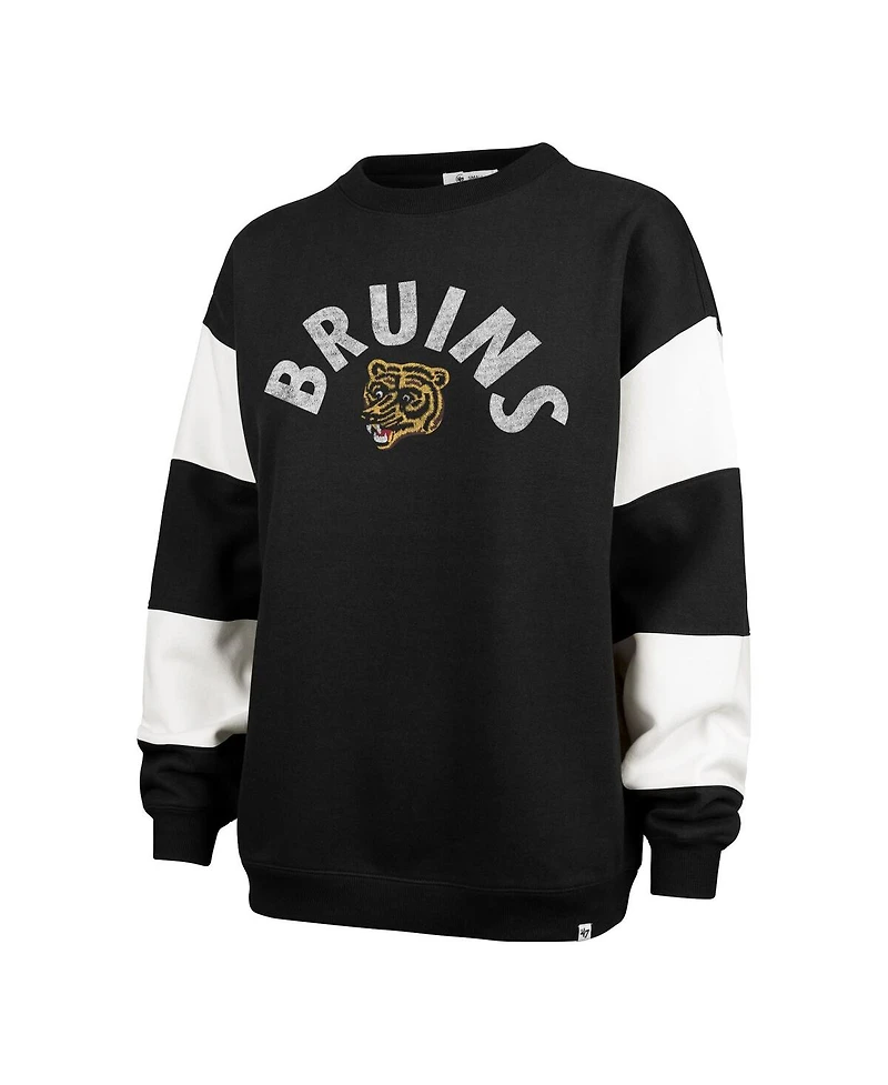 '47 Brand Women's Black Boston Bruins Eephus Barred Pullover Sweatshirt