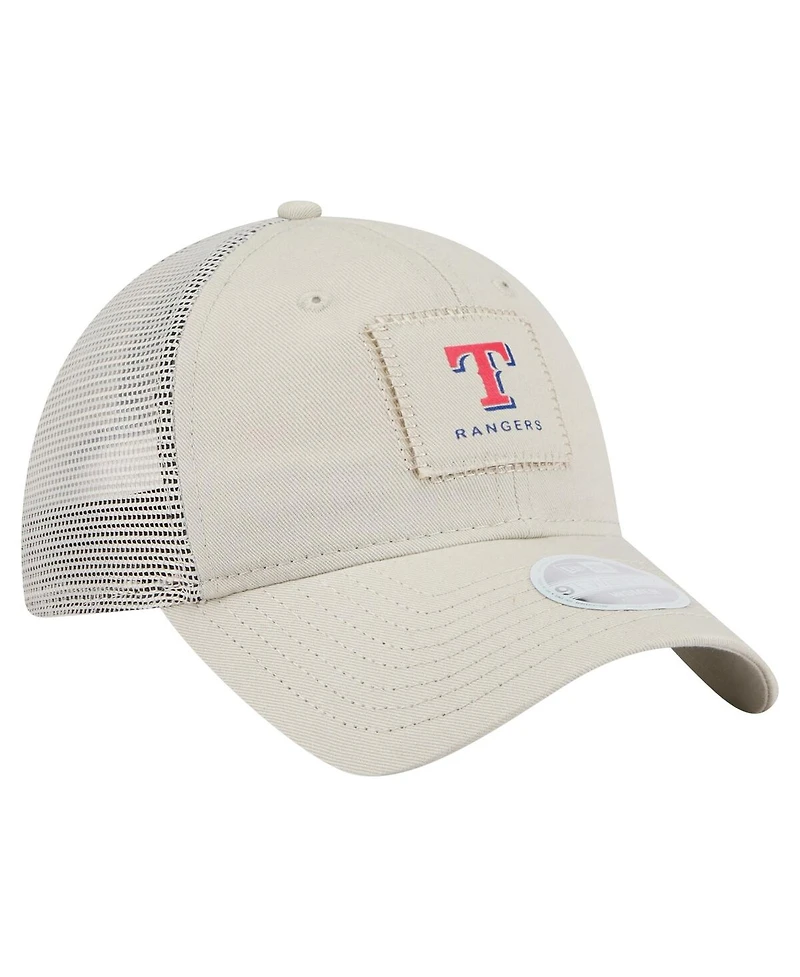 New Era Women's Light Beige Texas Rangers Square Stitch 9TWENTY Adjustable Hat