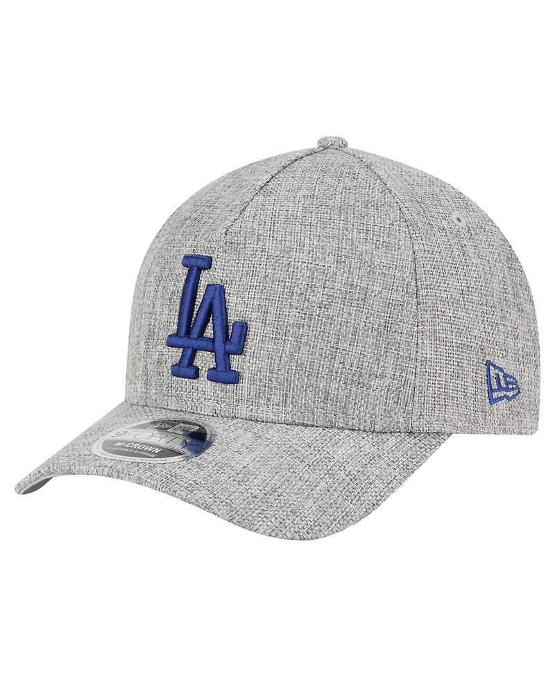 New Era Men's Gray Los Angeles Dodgers Cotton Weave M-Crown A-Frame 9FORTY Adjustable Hat