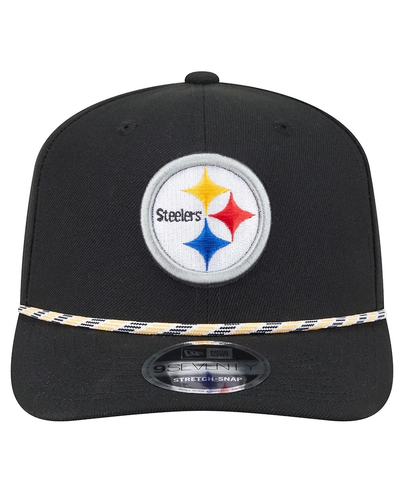 New Era Men's Black Pittsburgh Steelers Gameday Multi Rope 9SEVENTY Stretch-Snap Hat