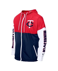 New Era Men's Navy/Red Minnesota Twins Color Block Full-Zip Hoodie Windbreaker Jacket