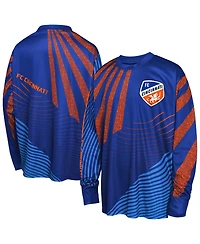 Outerstuff Big Boys and Girls Blue Fc Cincinnati Nifty Netminder Long Sleeve T-Shirt