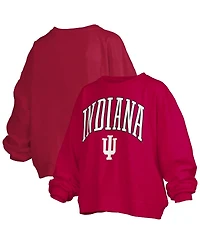 Pressbox Women's Crimson Indiana Hoosiers Janise Arch Over Logo Waist Length Oversized Pullover Sweatshirt