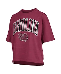 Pressbox Women's Garnet South Carolina Gamecocks Nelson Arch Over Logo Waist Length Oversized Slub T-Shirt