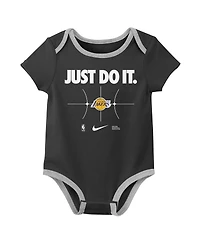 Nike Newborn Purple/Black Los Angeles Lakers Just Do It Bodysuit Set 2-Pack