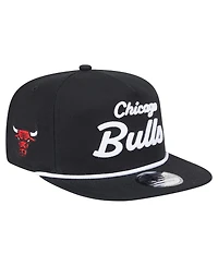 New Era Men's Black Chicago Bulls Team Text Golfer Snapback Hat