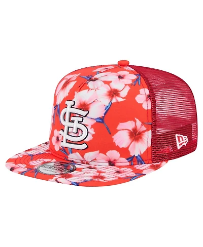New Era Men's Red St. Louis Cardinals Adventure Pattern Golfer Trucker Snapback Hat