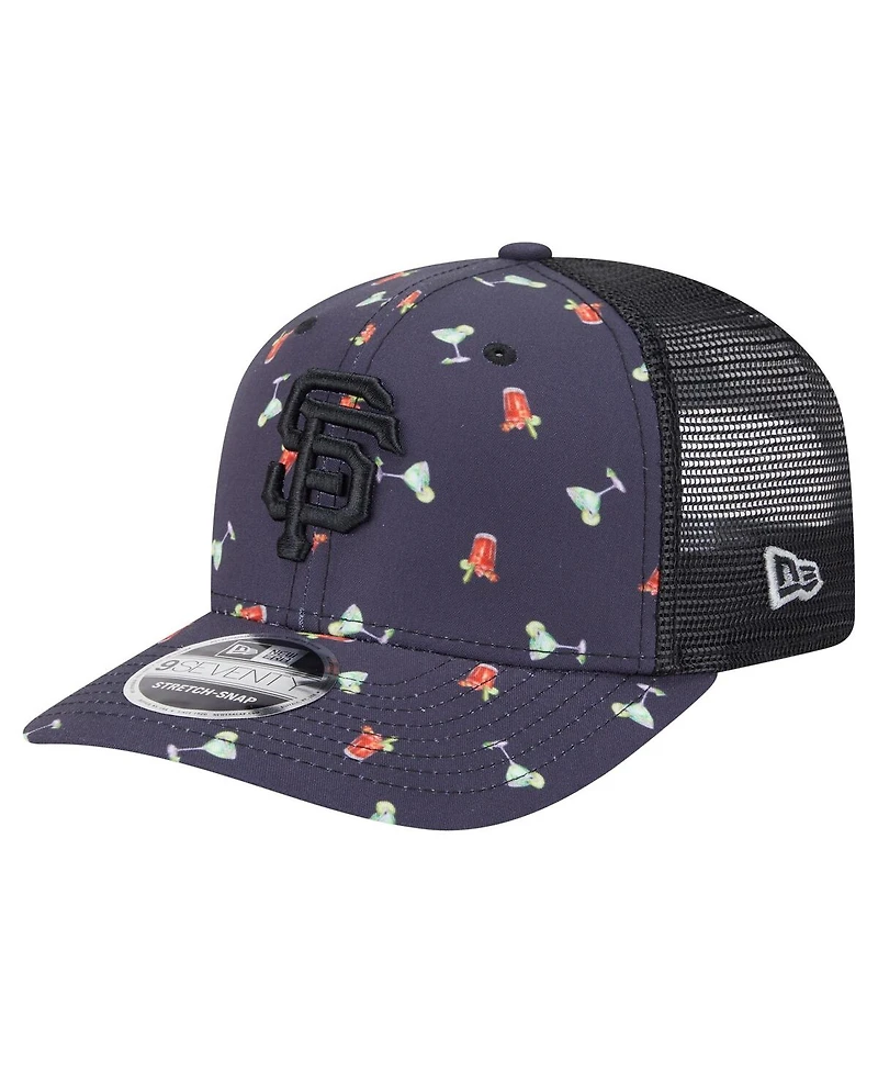 New Era Men's Black San Francisco Giants Adventure Drinks Pattern 9SEVENTY Stretch-Snap Hat