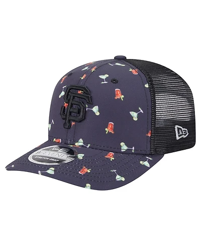 New Era Men's Black San Francisco Giants Adventure Drinks Pattern 9SEVENTY Stretch-Snap Hat