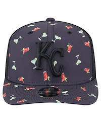 New Era Men's Black Kansas City Royals Adventure Drinks Pattern 9SEVENTY Stretch-Snap Hat