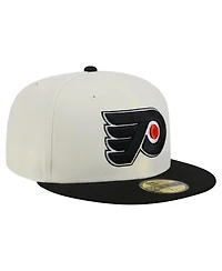 New Era Men's White Philadelphia Flyers Chrome Two-Toned 59FIFTY Fitted Hat