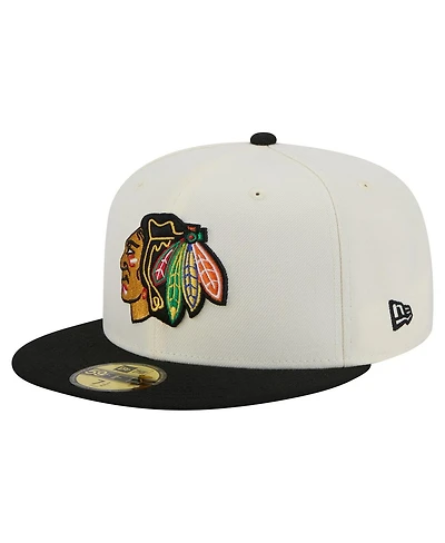 New Era Men's White Chicago Blackhawks Chrome Two-Toned 59FIFTY Fitted Hat