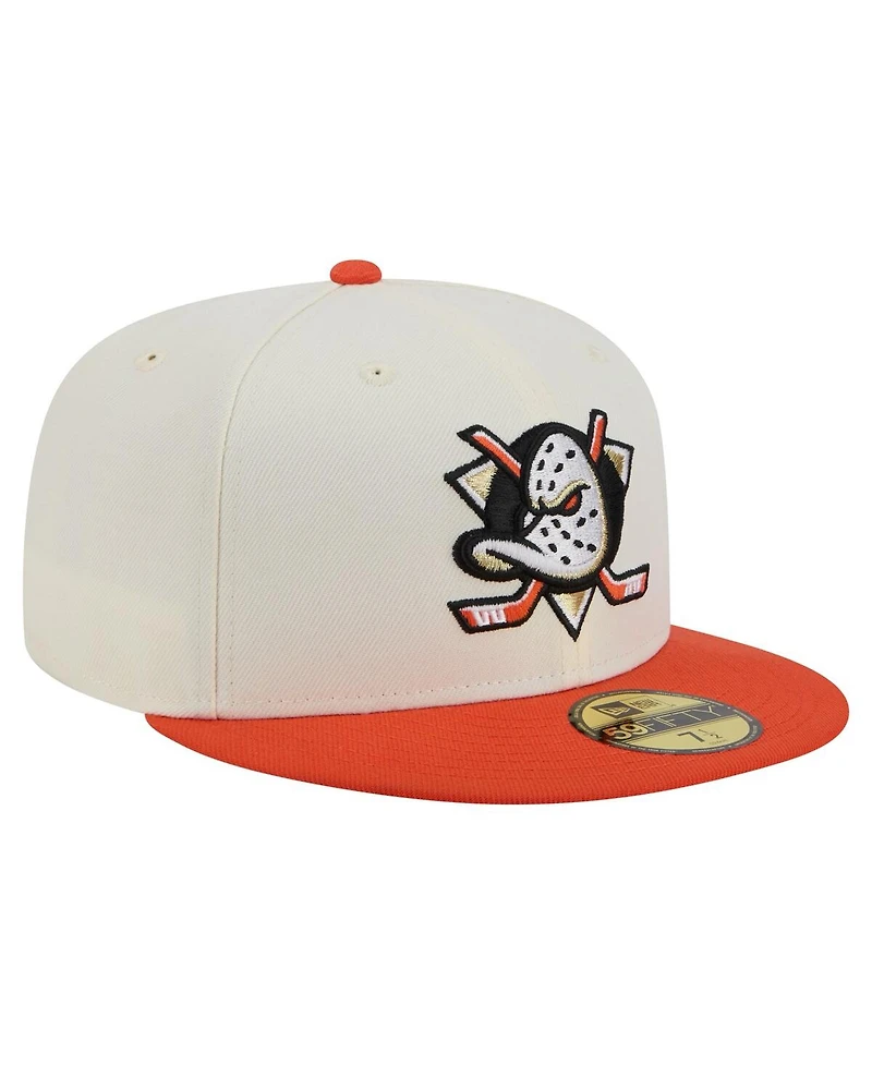 New Era Men's White Anaheim Ducks Chrome Two-Toned 59FIFTY Fitted Hat