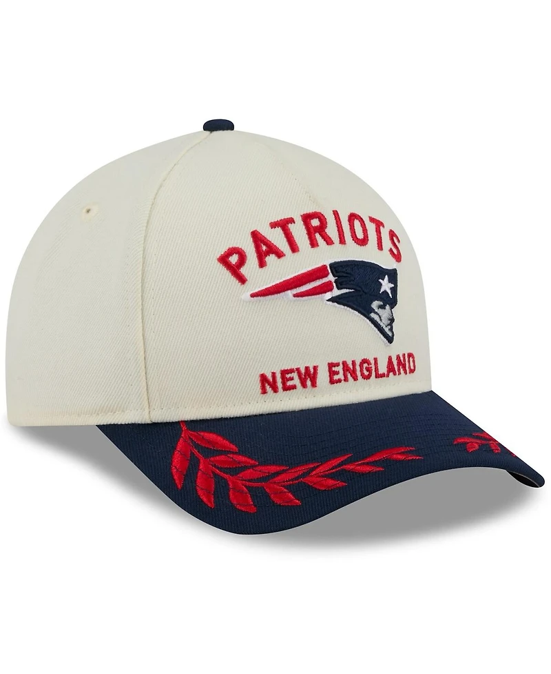 New Era Men's Cream/Navy New England Patriots 2025 Nfl Draft 9FORTY A-Frame M-Crown Adjustable Hat