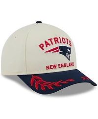 New Era Men's Cream/Navy New England Patriots 2025 Nfl Draft 9FORTY A-Frame M-Crown Adjustable Hat