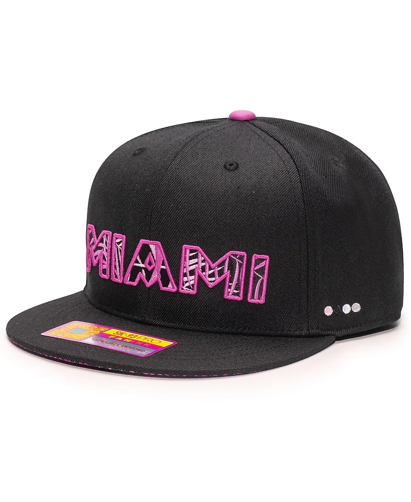 Fan Ink Men's Black Inter Miami Cf Foxtail Snapback Hat