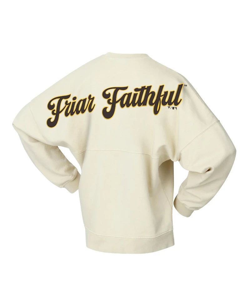 Fanatics Women's Tan San Diego Padres Pennant Flag Branded Fleece Pullover Sweatshirt