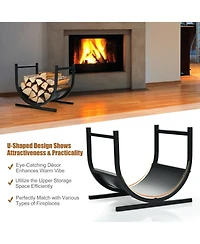 U-Shaped Steel Firewood Rack – Outdoor/Indoor Firewood Storage with Sturdy Frame