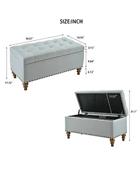 Tufted Upholstered Storage Ottoman Bench with Nailhead Trim and Hinged Lid for Bedroom Living Room Entryway Multi Purpose Use-The Pop Home