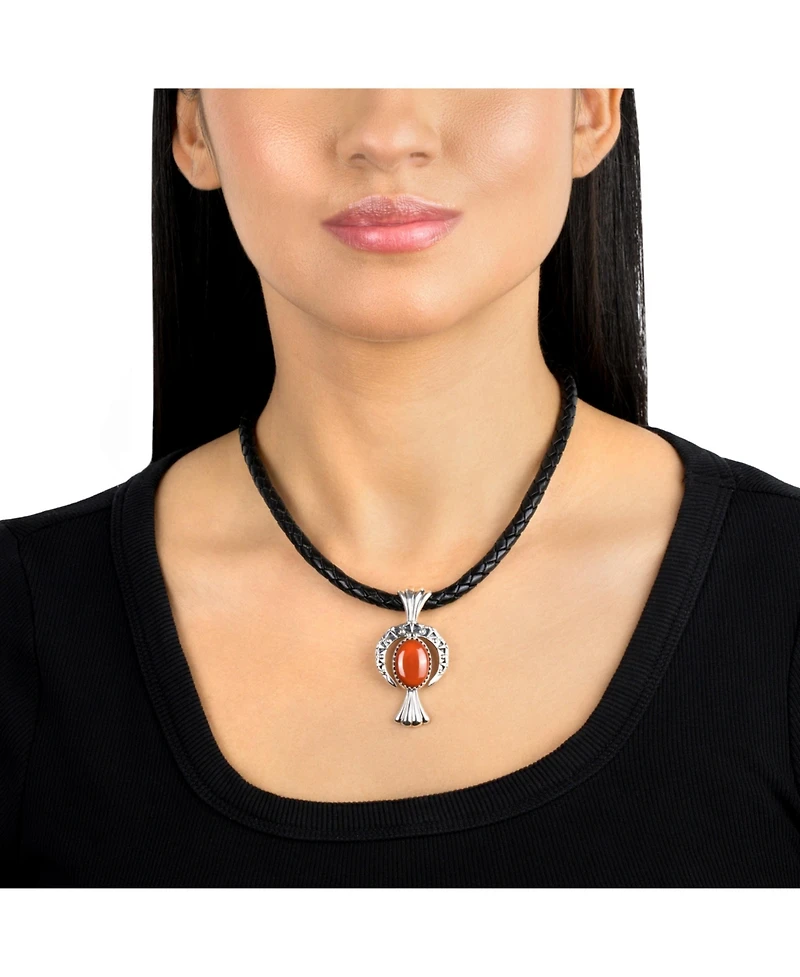 Sterling Silver Red Jasper Fritz Casuse Squash Blossom Naja Crescent Moon Pendant Enhancer
