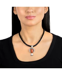Sterling Silver Red Jasper Fritz Casuse Squash Blossom Naja Crescent Moon Pendant Enhancer