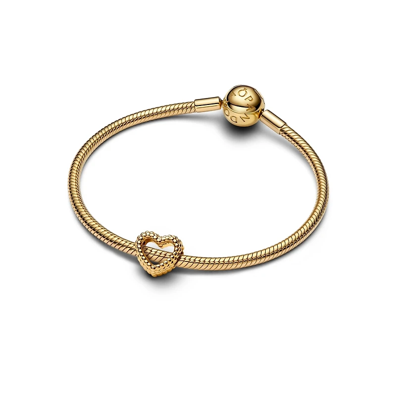 Pandora Gold-Plated Beaded Open-Heart Charms