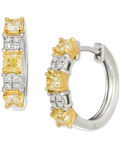 Le Vian Couture Sunny Yellow Diamond & Vanilla Diamond Small Hoop Earrings (1.19 ct. t.w.) in 14k Yellow Gold & Platinum