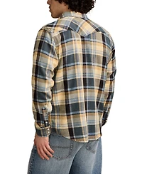 Lucky Brand Men's Indigo Plaid Mesa Western Long Sleeve Shirt