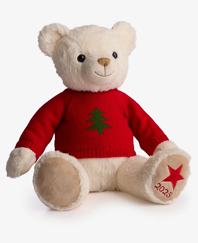 Holiday Lane Christmas Cheer Cream Plush Sitting Bear, Created for Macy's