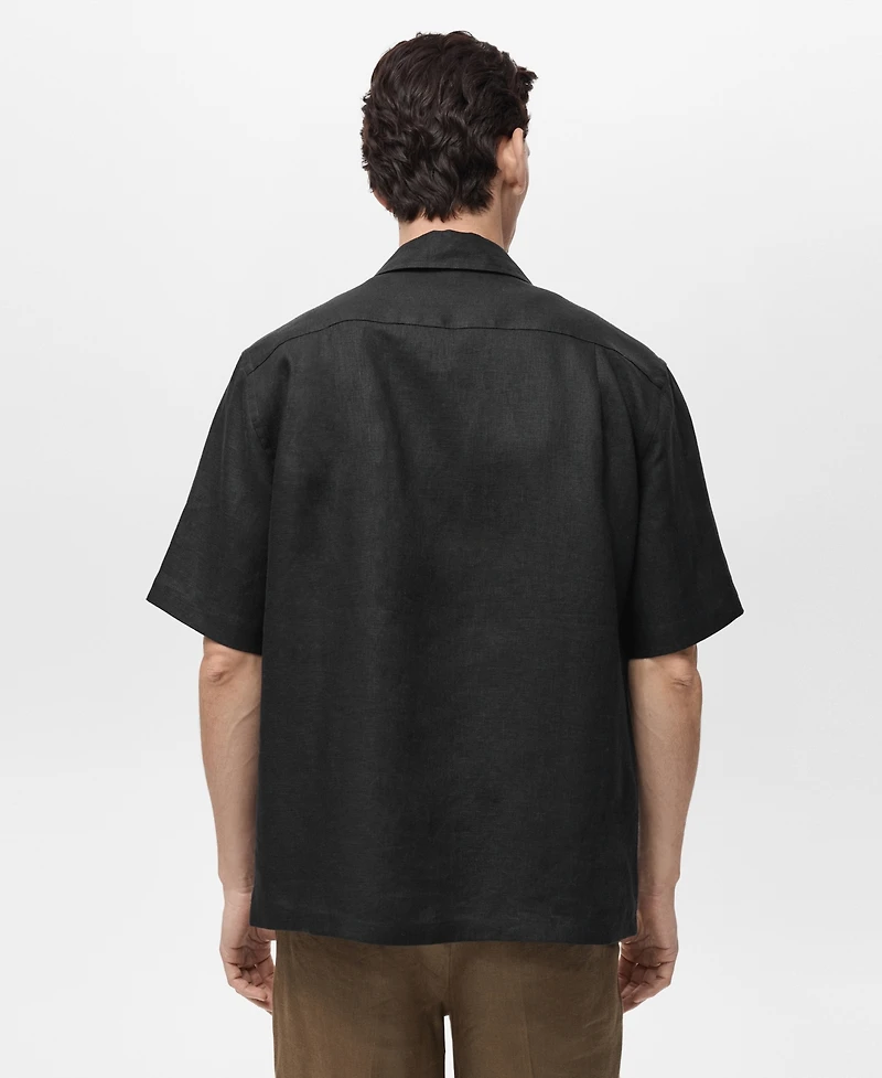 Mango Men's Linen Short Sleeve Shirt