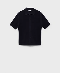 Mango Men's Openwork Knit Cotton Shirt