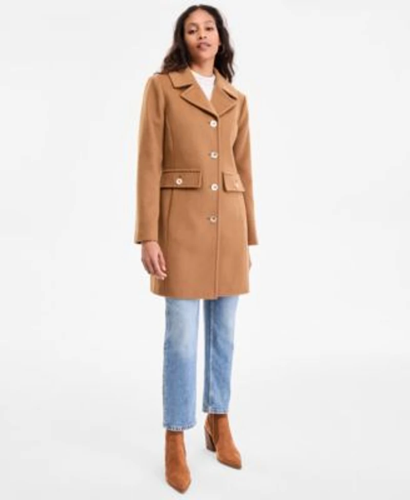 Michael Michael Kors Womens Collared Button Front Coat Exclusively At Macys P Xxs Xxl