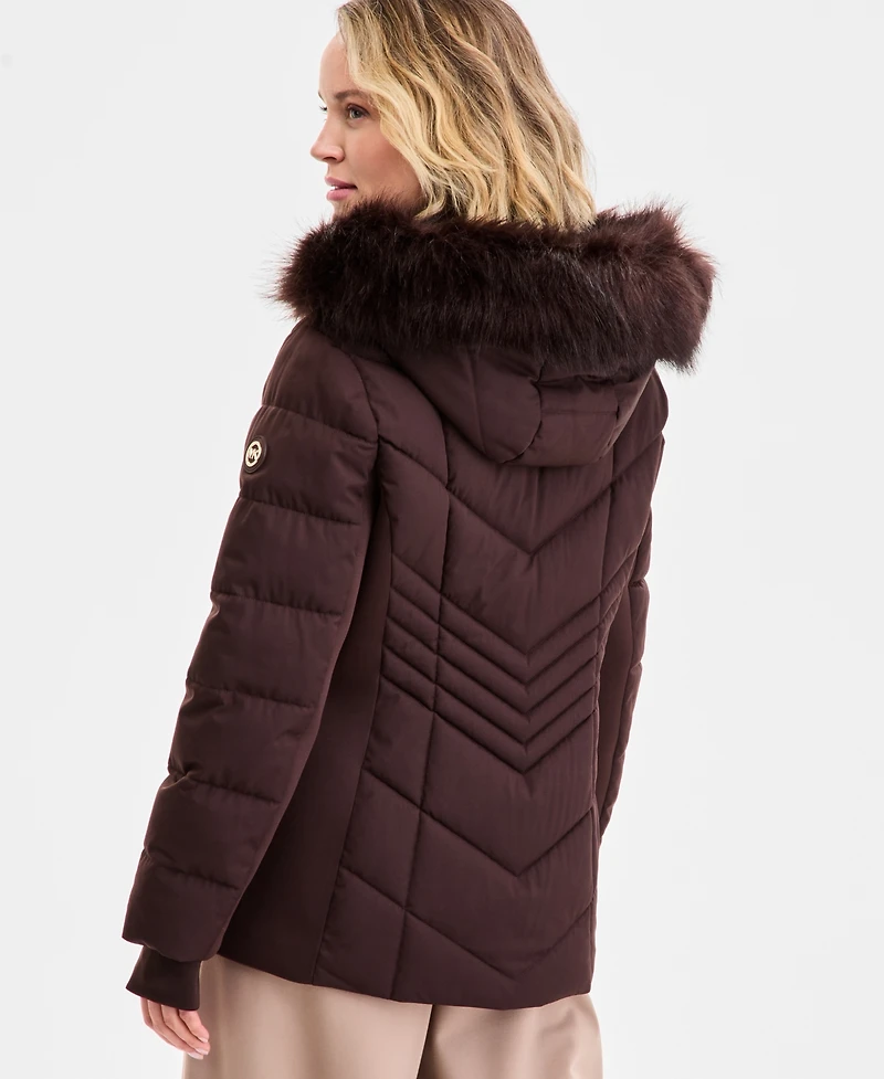 Michael Kors Women's Faux-Fur-Trim Hooded Puffer Coat, Exclusively at Macy's