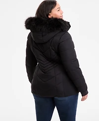 Michael Kors Plus Faux-Fur-Trim Hooded Puffer Coat, Exclusively at Macy's