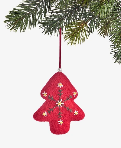 Holiday Lane Nordic Wonderland Felted Red Tree Ornament, Macy's Exclusive