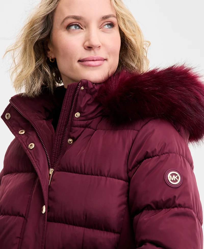Michael Kors Women's Faux-Fur-Trim Hooded Puffer Coat, Exclusively at Macy's