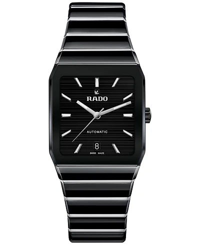 Rado Women's Swiss Automatic Anatom Stainless Steel & Black Ceramic Bracelet Watch 33mm