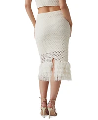 Guess Women's Pointelle Fringed-Hem Midi Skirt
