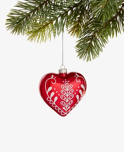 Holiday Lane Nordic Wonderland Glass Heart Ornament, Macy's Exclusive