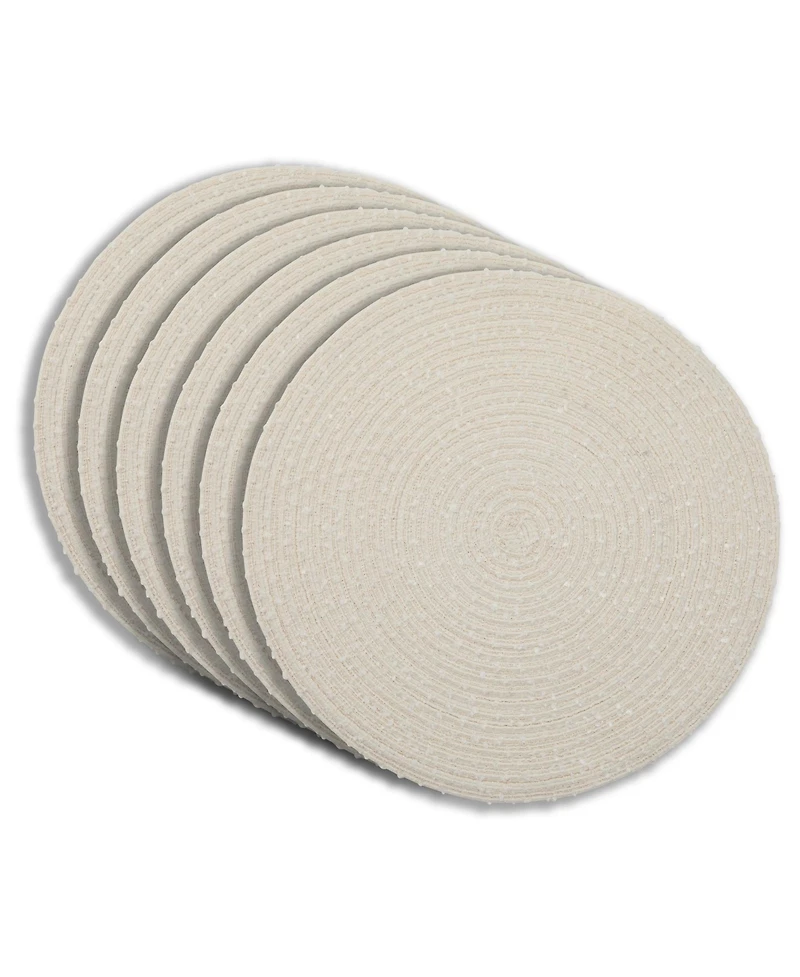 Dainty Home Boucle 15" Round Woven Placemats Set of 6 - Durable, Reversible & Non-Slip Table Mats